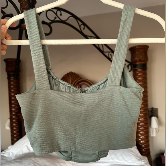 Tie Front Teal Bustier Cami Top - Picture 3 of 6